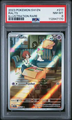 2023 POKEMON SVI EN-SCARLET & VIOLET ILLUSTRATION RARE #211 RALTS PSA 8 - Image 1