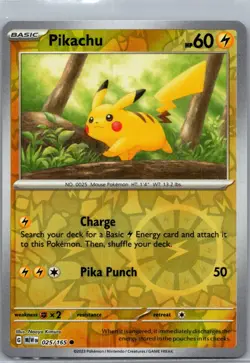Pikachu 025/165 151 Pokemon TCG Reverse Holo C NM - Image 1