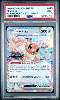 2025 POKEMON PRE EN-PRISMATIC EVOLUTIONS SURPRISE BOX EXCLUSIVE EEVEE EX PSA 9 - Image 1