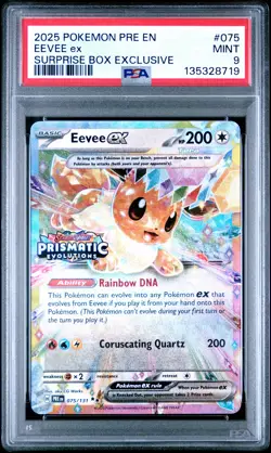 2025 POKEMON PRE EN-PRISMATIC EVOLUTIONS SURPRISE BOX EXCLUSIVE EEVEE EX PSA 9 - Image 1