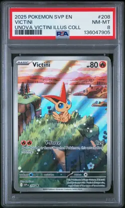 2025 POKEMON SVP EN-SV BLACK STAR PROMO #208 VICTINI PSA 8 - Image 1