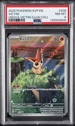 2025 POKEMON SVP EN-SV BLACK STAR PROMO #208 VICTINI PSA 8 - Image 1