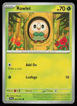 Rowlet 003/064 Common Shrouded Fable Pokemon Near Mint - Image 1