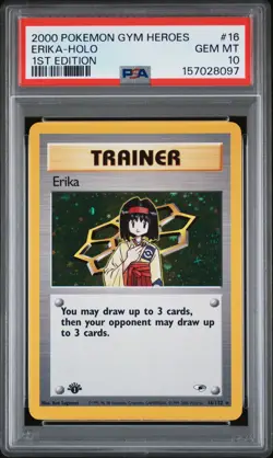 2000 POKEMON GYM HEROES 1ST EDITION #16 ERIKA-HOLO PSA 10 - Image 1