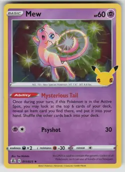 Mew 011/025 Holo Rare Celebrations Pokemon Lightly Played - Image 1
