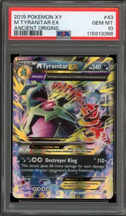 Pokemon M Tyranitar EX XY Ancient Origins Holo Ultra Rare #43 PSA 10 Gem Mint - Image 1