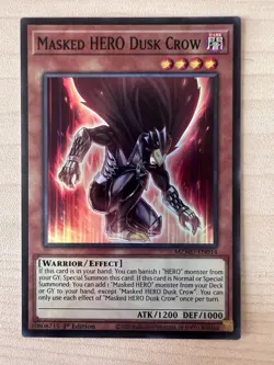 Yugioh Masked HERO Dusk Crow MZMU-EN014 Super Rare Maze of Muertos 1st Ed NM - Image 1