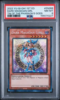 2022 YU-GI-OH! TIN OF THE PHARAOH'S GODS 1ST EDITION DARK MAGICIAN GIRL PSA 8 - Image 1