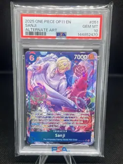 2025 One Piece Sanji Super Rare Alt Art Alternative #OP11-051 PSA 10 GEM MINT - Image 1