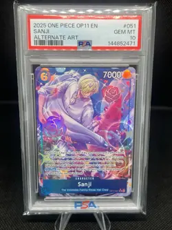 2025 One Piece Sanji Super Rare Alt Art Alternative #OP11-051 PSA 10 GEM MINT - Image 1