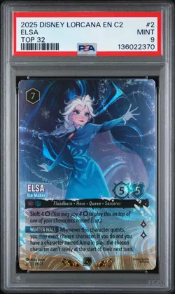 2025 DISNEY LORCANA EN C2-LORCANA CHALLENGE PROMO TOP 32 ELSA - ICE MAKER PSA 9 - Image 1
