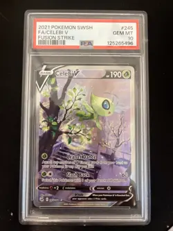 Celebi V 245/264 Fusion Strike Alternate Alt Full Art Pokemon PSA 10 - Image 1
