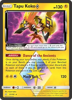 Tapu Koko Prism Star SM9 51/181 Pokemon SM - Team Up Prism Rare Holofoil EN NM - Image 1