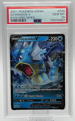 2021 POKEMON SWORD & SHIELD EVOLVING SKIES #028 GYARADOS V PSA 10 GEM MINT - Image 1