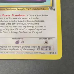 The Pokemon Company Pokemon TCG Ditto 18/62 Fossil Rare Regular 50HP Unlimited - Image 5