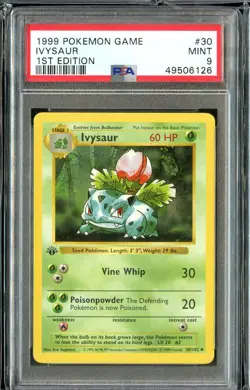 Ivysaur Uncommon 1st Shadowless Base Set 30/102 PSA 9 Mint English Pokemon - Image 1