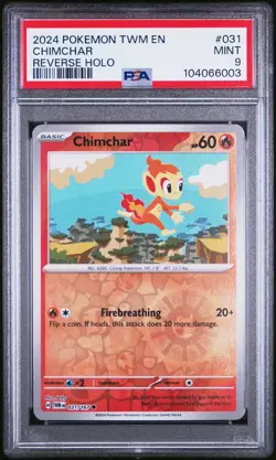 2024 POKEMON TWM EN 031 CHIMCHAR REVERSE HOLO PSA 9 POP 4 TWILIGHT MASQUERADE 31 - Image 1