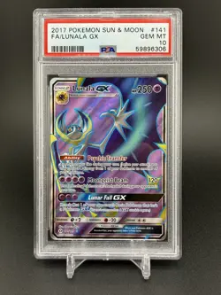 2017 POKEMON SUN & MOON #141 FULL ART/LUNALA GX PSA 10 - Image 1
