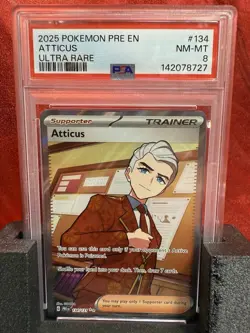 2025 Pokemon Prismatic Evolutions Atticus Ultra Rare #134/131 PSA 8 - Image 1