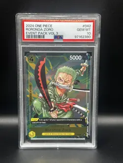 2024 ONE PIECE P-042 EVENT PACK VOL 3 PROMO RORONOA ZORO PSA 10 - Image 2