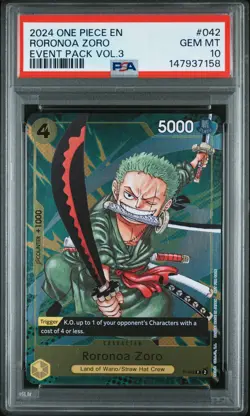 2024 ONE PIECE EVENT PACK VOL.3 #042 RORONOA ZORO PSA 10 - Image 1