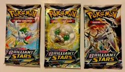 3 Pokemon Trading Card Game Sword and Shield Brilliant Stars Booster Packs - Image 1