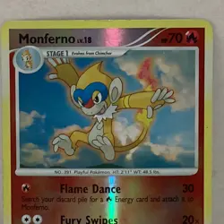 2007 Pokemon Stage 1 Monferno Lv 18 70hp #56/130 Reverse Holo - Image 2