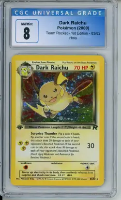 CGC 8 - Dark Raichu - 1ST EDITION Holo Team Rocket - Image 1