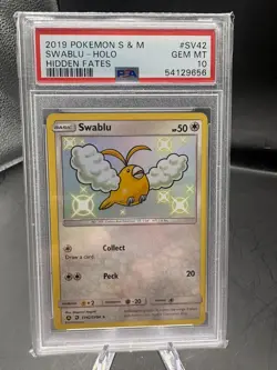 PSA 10 GEM MINT Pokemon Hidden Fates Swablu Holo Swablu SV42/SV94 - Image 1