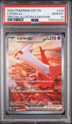 Pokemon Latias ex 239/191 SV08 Surging Sparks SIR Full Art Holo EN PSA 10 2024 - Image 1