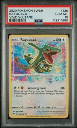 2020 Pokemon SWSH Vivid Voltage #138 Rayquaza Amazing Rare PSA 10 Gem Mint - Image 1