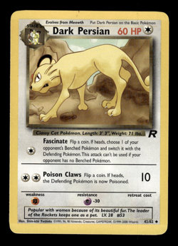 Pokemon TCG Team Rocket Dark Persian 42/82 - Image 1