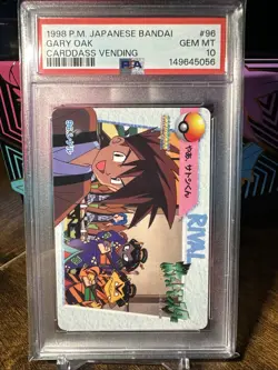 1998 POKEMON JAPANESE BANDAI CARDDASS VENDING 96 GARY OAK PSA 10 - Image 1