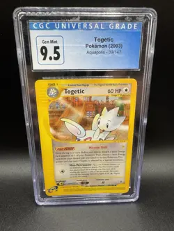 CGC 10 GEM MINT (blue 9.5) Togetic 39/147 Pokemon 2003 Aquapolis Low Pop - Image 1