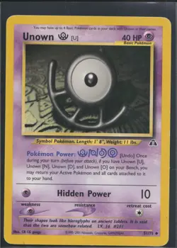 Unown [U] 51/75 Uncommon Neo Discovery Pokemon Moderately Played - Image 1