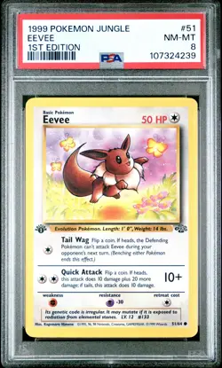1999 POKEMON JUNGLE 1ST ED #51 EEVEE PSA 8 - Image 1