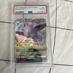 Pokemon Espeon GX SM Base Set 61/149 Ultra Rare Holo Full Art PSA 8 2017 - Image 1