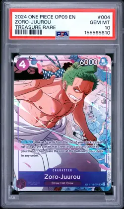 PSA 10 Gem Mint 2024 One Piece OP09 EN Zoro-Juurou Treasure Rare #ST18-004 - Image 1