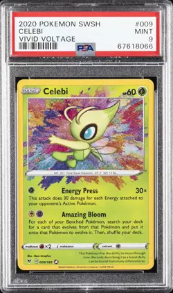 2020 POKEMON SWORD & SHIELD VIVID VOLTAGE #009 CELEBI PSA 9 - Image 1