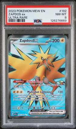 2023 POKEMON MEW EN-151 ULTRA RARE #192 ZAPDOS EX PSA 8 - Image 1