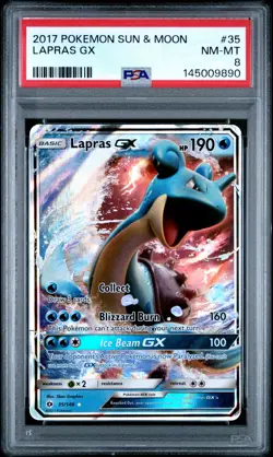 2017 POKEMON SUN & MOON #35 LAPRAS GX PSA 8 - Image 1