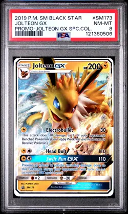 2019 POKEMON SM BLACK STAR PROMO JOLTEON GX SPECIAL COLL #SM173 JOLTEON GX PSA 8 - Image 1