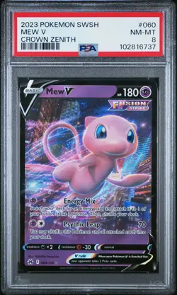 2023 POKEMON SWORD & SHIELD CROWN ZENITH #060 MEW V PSA 8 - Image 1