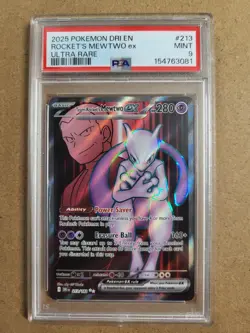 Team Rocket's Mewtwo ex 213/182 PSA 9 MINT Destined Rivals Ultra Rare Full Art - Image 1