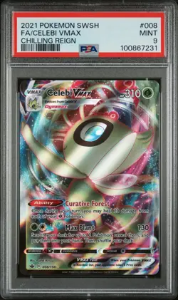 PSA 9 MINT 2021 POKEMON SWORD & SHIELD CHILLING REIGN #008 FA/CELEBI VMAX - Image 1