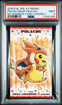 MC BUSINESS CARD Poncho-Wearing Pikachu Charizard XY Pokemon 2016 Japanese PSA 9 - Image 2