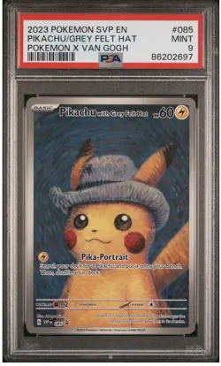 Pokemon Pikachu #085 Promo Card x Van Gogh Museum, Grey Felt Hat - PSA 9 - Image 1