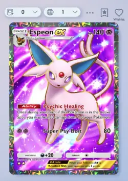 Pokemon TCG Pocket - Espeon Ex 2⭐⭐ Wisdsom Of Sea And Sky English - Image 1