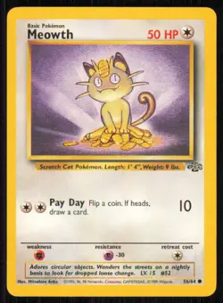 Meowth 56/64 Common Jungle Pokemon Unlimited Lightly Played - Image 1