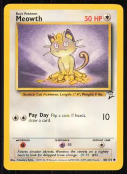 Meowth 80/130 Common Base Set 2 Pokemon Lightly Played - Image 1